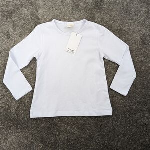 Lilax Basic Long Sleeve White Tee Baby Girl 2T Cotton Blend Crew Neck